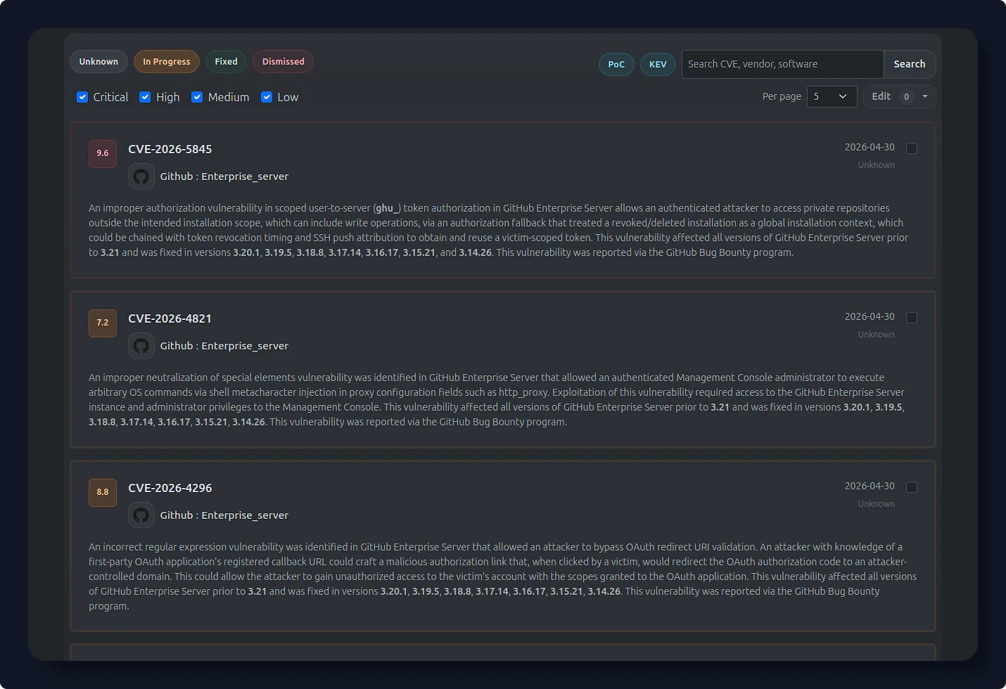 Alerts preview